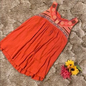 Embroidered burnt orange open back tank